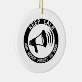 Megafone: Kalm houden en nooit vergeten Keramisch Ornament (Rechts)