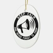 Megafone: Kalm houden en nooit vergeten Keramisch Ornament (Links)