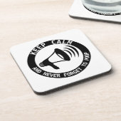 Megafone: Kalm houden en nooit vergeten Onderzetter (Linkerzijde)