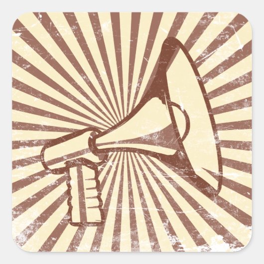 Megafone Vierkante Sticker (Voorkant)
