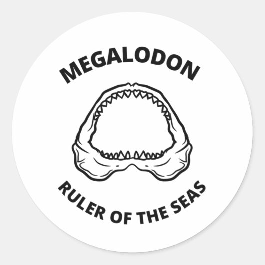Megalodon Classic Round Sticker (Voorkant)