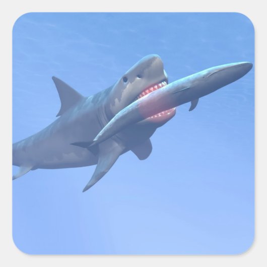 Megalodon eet een walvis vierkante sticker (Voorkant)