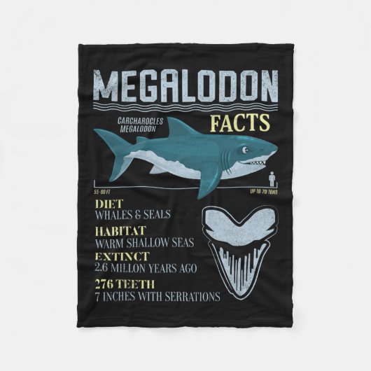 Megalodon feiten Meg prehistorische haaientand fos Fleece Deken (Voorkant)