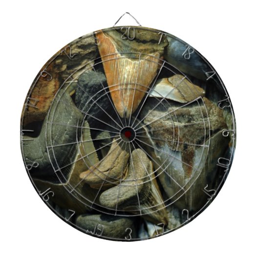 Megalodon Fossil Shark Teeth Dartboard Dartbord (Voorkant)
