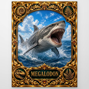 Megalodon, met juwelen versierde erfstuk kunst briefkaart