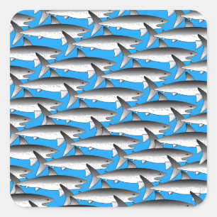 Megalodon patroon in blauw vierkante sticker
