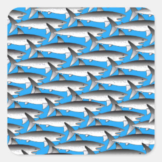 Megalodon patroon in blauw vierkante sticker