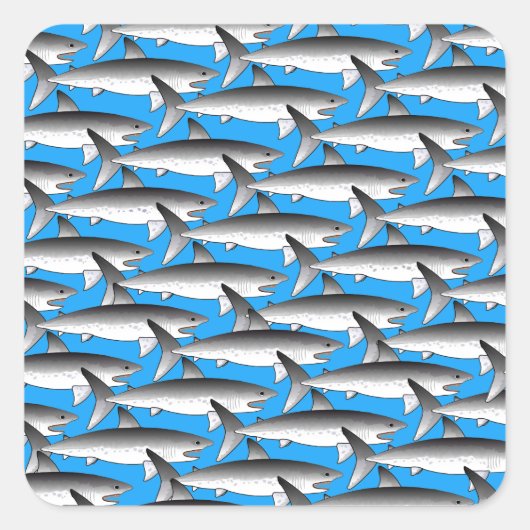 Megalodon patroon in blauw vierkante sticker (Voorkant)