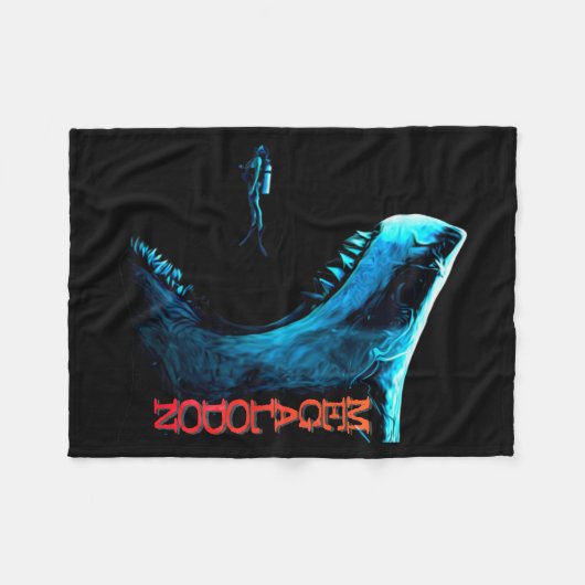 Megalodon Primeval Shark Dorsal Fin Teeth Ocean Pr Fleece Deken (Voorkant (Horizontaal))