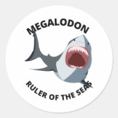 Megalodon Ronde Sticker (Voorkant)