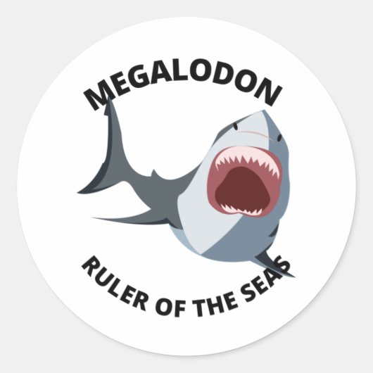 Megalodon Ronde Sticker (Voorkant)