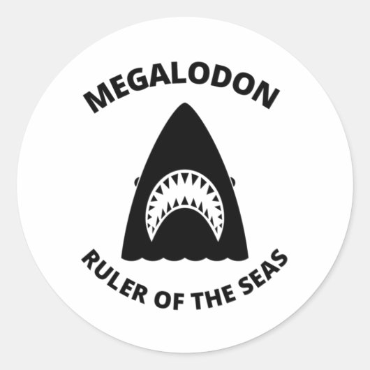 Megalodon Ronde Sticker (Voorkant)