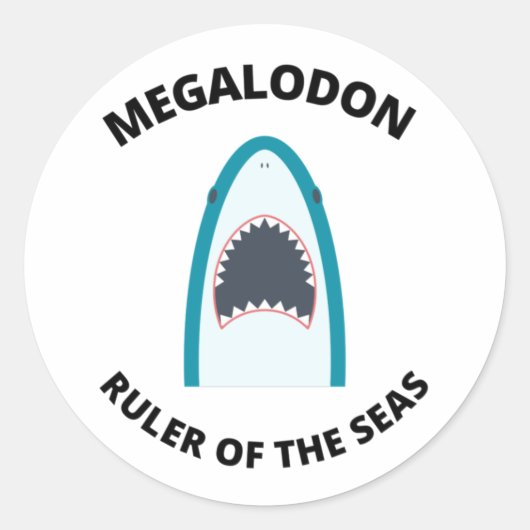 Megalodon Ronde Sticker (Voorkant)