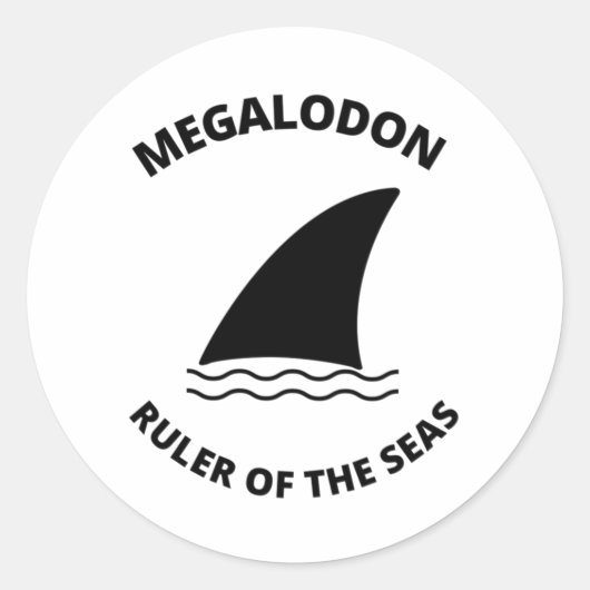Megalodon Ronde Sticker (Voorkant)