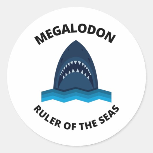 Megalodon Ronde Sticker (Voorkant)