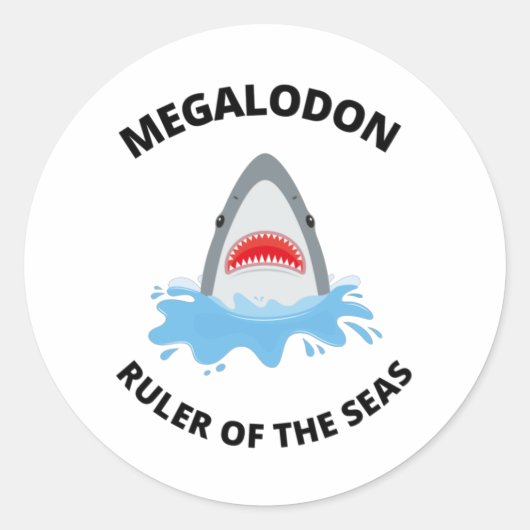 Megalodon Ronde Sticker (Voorkant)