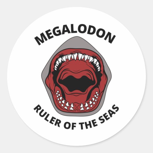 Megalodon Ronde Sticker (Voorkant)