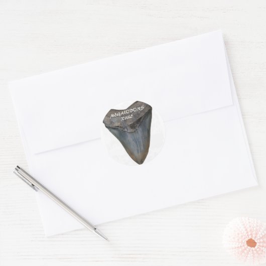 Megalodon Shark Tooth Ronde Sticker (Envelop)