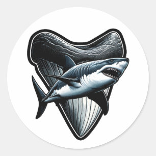 Megalodon tand ronde sticker