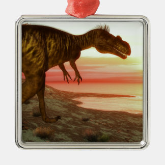 Megalosaurus dinosaur die naar de oceaan loopt metalen ornament