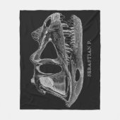 Megalosaurus Dinosaur Skull Paleontology Black Fleece Deken (Voorkant)