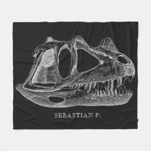 Megalosaurus Dinosaur Skull Paleontology Black Fleece Deken