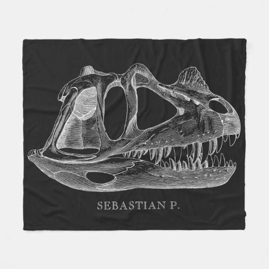 Megalosaurus Dinosaur Skull Paleontology Black Fleece Deken (Voorkant (Horizontaal))