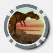 Megalosaurus dinosaurus loopt naar de oceaan pokerchips (Achterkant)