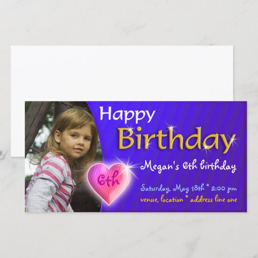 Megan Birthday Fotouitnodiging (Voorkant / Achterkant)