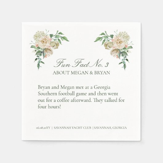 Megan Bruiloft Receptie Leuke Feiten No. 3 Cocktai Servet (Voorkant)