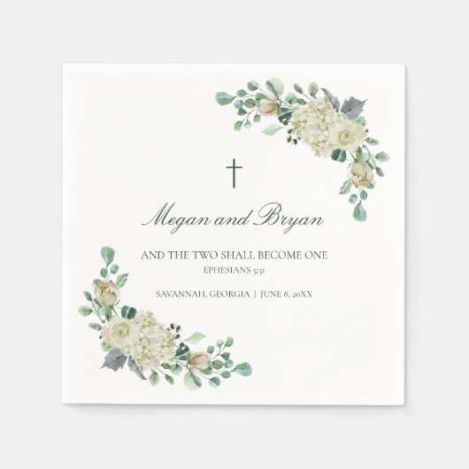 Megan Christelijk Cross Groen Bruiloft Cocktail Servet (Voorkant)