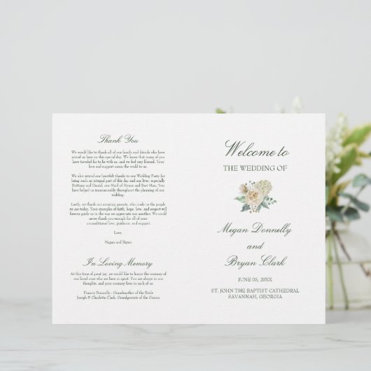 Megan Christelijk Folded Wedding Ceremonony Progra (Staand voorkant)