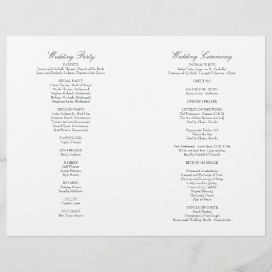 Megan Christelijk Folded Wedding Ceremonony Progra (Achterkant)