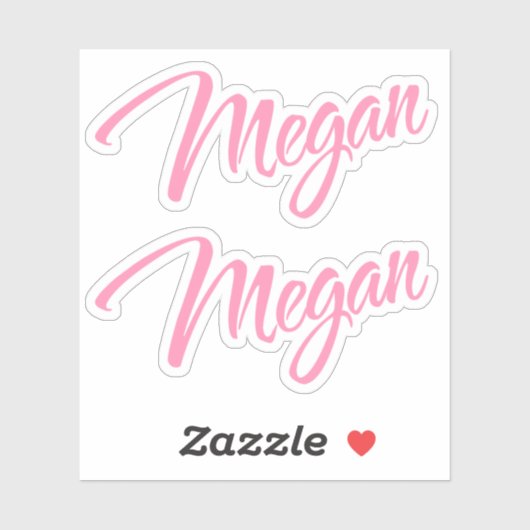Megan Decoratieve Naam in Roze x2 Sticker (Vel)