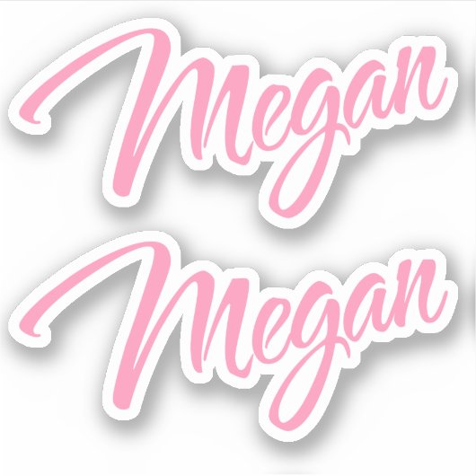 Megan Decoratieve Naam in Roze x2 Sticker (Voorkant)