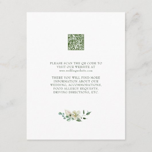 Megan Eenvoudig groen Bruiloft Receptie Enclosure Informatiekaartje (Achterkant)