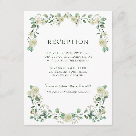 Megan Eenvoudig groen Bruiloft Receptie Enclosure Informatiekaartje (Voorkant)
