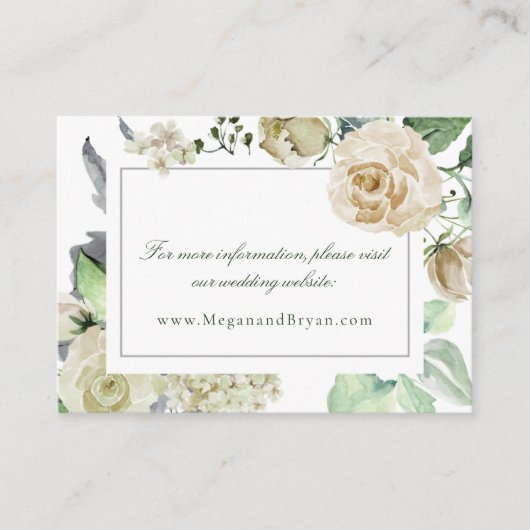 Megan Elegant Floral Wedding Website Informatiekaartje (Voorkant)