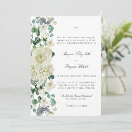 Megan Elegant Greenery White katholieke bruiloft Kaart