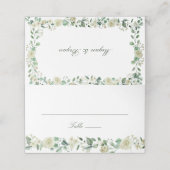 Megan Elegant groen wit bloemen bruiloft Plaatskaartje (Buitenkant ongevouwen)