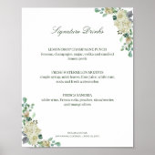 Megan Elegant Rozen Signature Drinken Wedding Sign Poster (Voorkant)