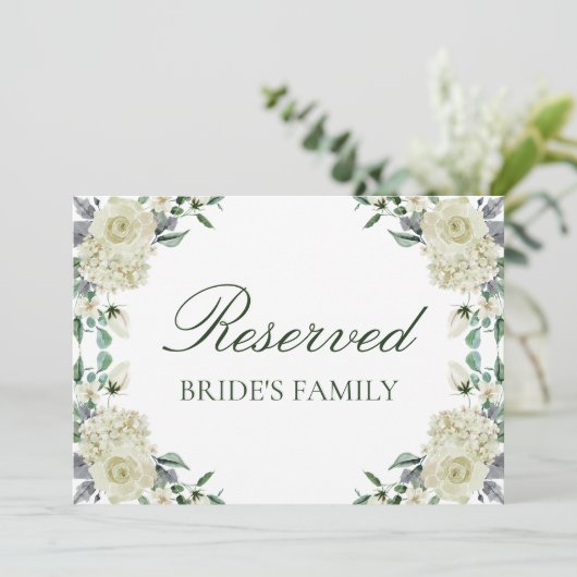 Megan Elegant Script Floral Reserved Wedding Sign (Staand voorkant)