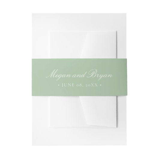 Megan Elegant Simple Sage Green Names Wedding Uitnodigingen Wikkel (Voorkant Voorbeeld)