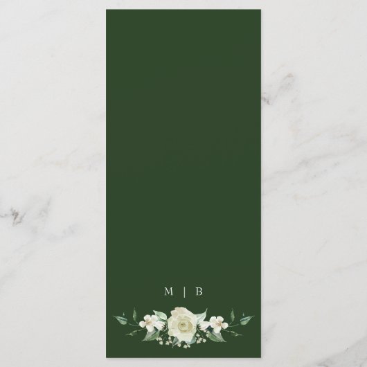 Megan Elegant White Flowers Greenery Wedding Menu (Achterkant)
