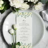 Megan Elegant White Flowers Greenery Wedding Menu