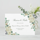 Megan Elegante Flores Blancas Riserva la Fecha Save The Date (Staand voorkant)
