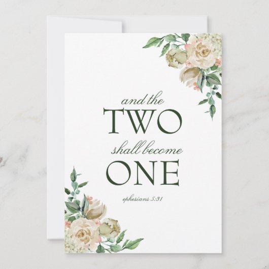 Megan Floral Waterverf Cross-katholieke bruiloft Kaart (Achterkant)