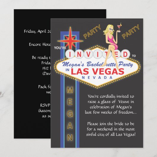 Megan_Girls Night Out Bachelorette Uitnodiging (Voorkant / Achterkant)