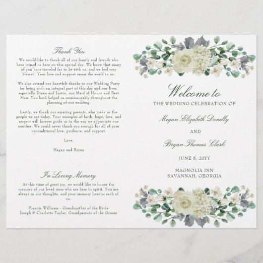 Megan Greenery Folded Wedding Ceremony Program