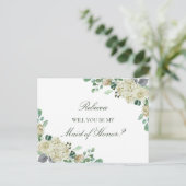 Megan Groen Maid of Honor Bruidsmeisje Voorstel Uitnodiging Briefkaart (Staand voorkant)